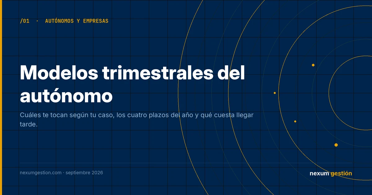 Modelos trimestrales del autónomo: qué declaraciones presentar cada trimestre y plazos ante Hacienda